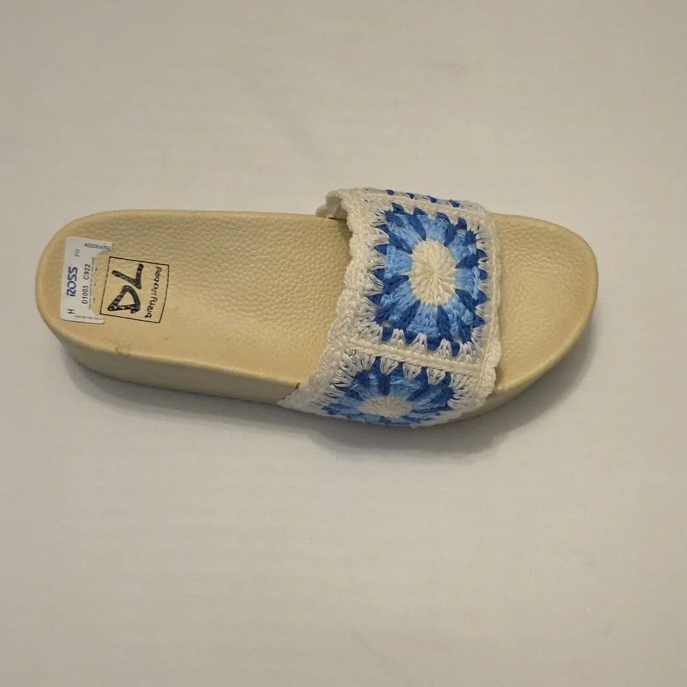 BRAND NEW DL DIRTY LANDRY CROCHET SLIDE WEDGE SANDALS